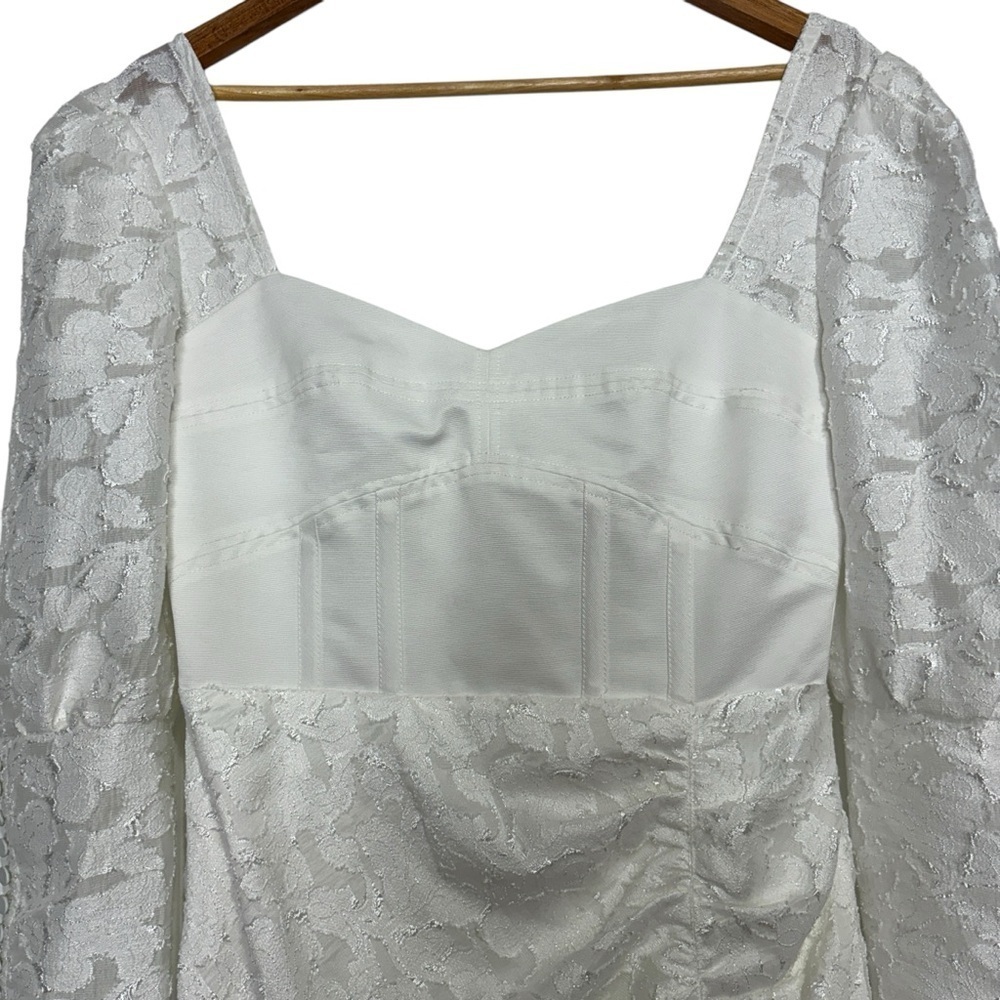 Self-Portrait White Lace Mini Dress Corset Puff Sleeve Bridgerton Bridal Sz 6 - Picture 11 of 14